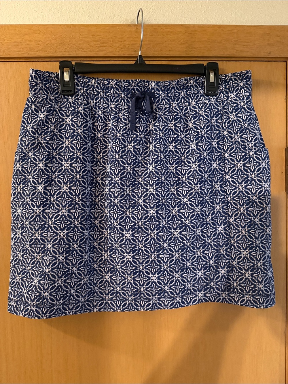 T by Talbots Women’s Mosaic Printed Skort Skirt Navy Blue Size LP Large Petite